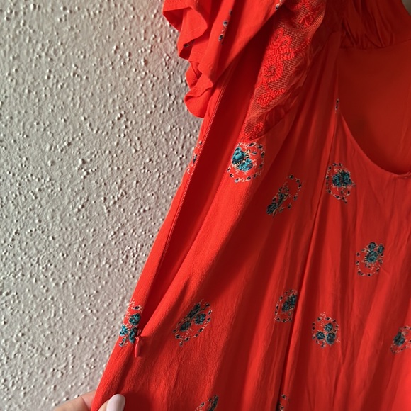 Red Free People Mockingbird Open-Back Mini Dress - Picture 4 of 7